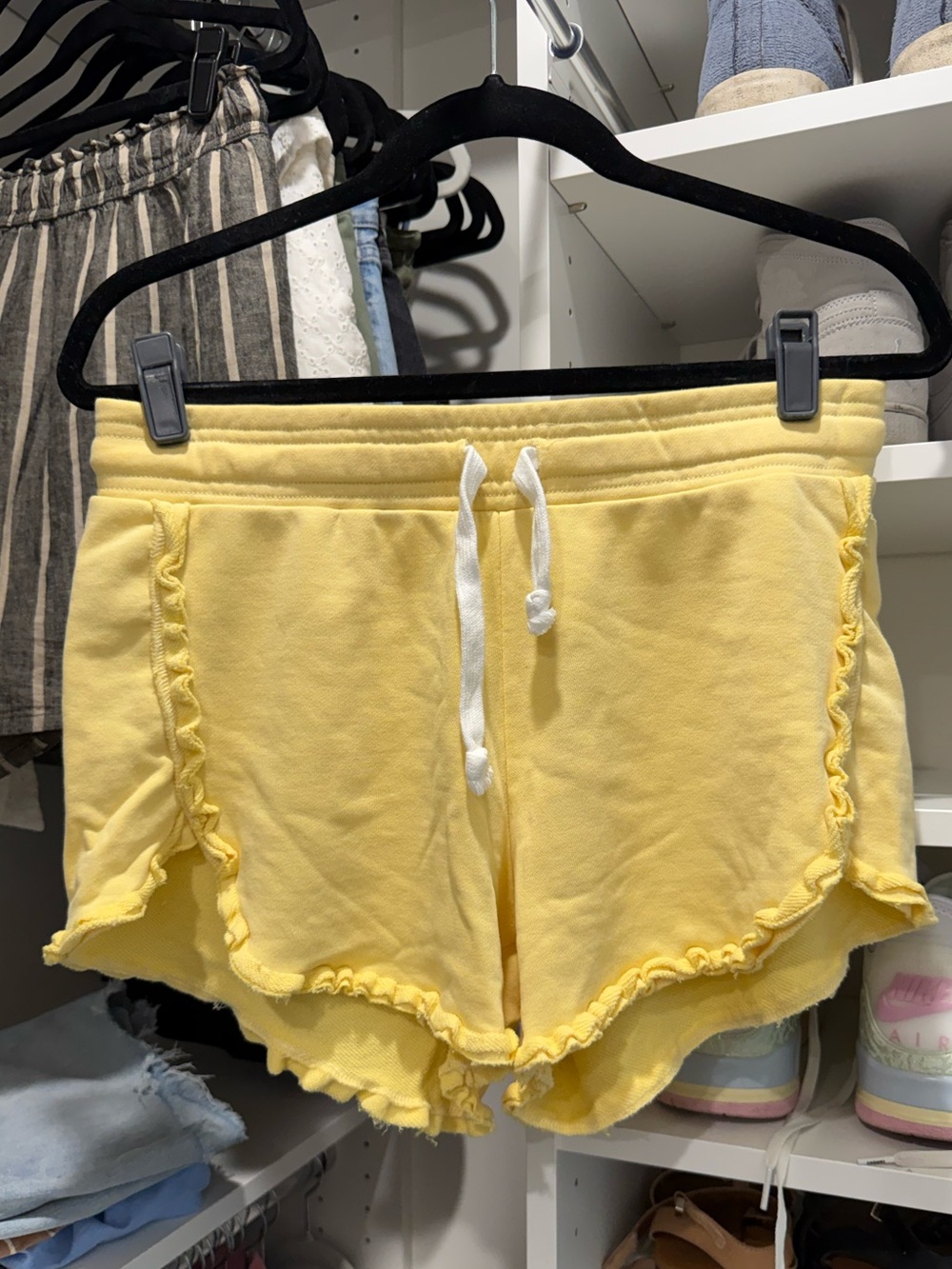 Generation Love Butter Yellow Ruffle-Trim Drawstring Athletic Shorts